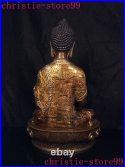 11.6 Tibet Buddhism temple bronze silver gilt Shakyamuni Medicine Buddha statue