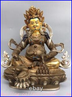 12.4 Tibetan Buddhism bronze silver Gilt Yellow Jambhala wealth Buddha statue