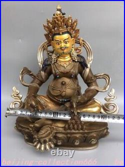 12.4 Tibetan Buddhism bronze silver Gilt Yellow Jambhala wealth Buddha statue