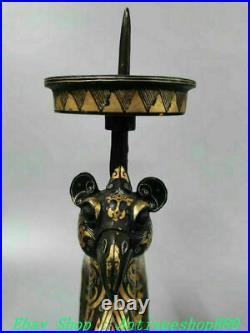 12 Tang Dynasty Bronze Silver 24 K Gold Phoenix Candle Holder Candlestick Pair