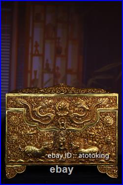12 Tibet Tibetan Buddhism Tibetan silver Hand-engraved Inlaid gems Treasure box