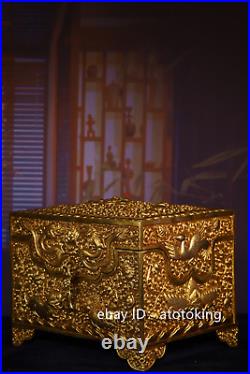 12 Tibet Tibetan Buddhism Tibetan silver Hand-engraved Inlaid gems Treasure box