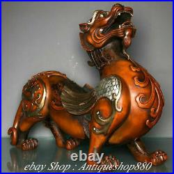 13 China Pure Bronze Silver 24 k Gold Gilt Dragon Pixiu God Beast Animal Statue