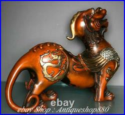 13 China Pure Bronze Silver 24 k Gold Gilt Dragon Pixiu God Beast Animal Statue