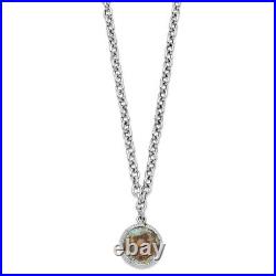 14K White Gold Plated Bronze Roman Coin Necklace Best Gift for Womens