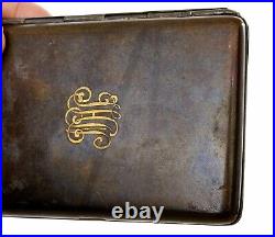 1930's Japanese Mixed Metal Silver Shakudo Business Card Case Gold Phoenix
