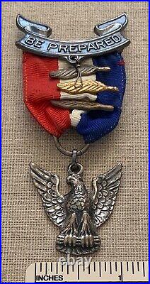 1950s EAGLE RANK Boy Scout Award MEDAL & 3 PALMS Gold Bronze Silver BSA Sterling