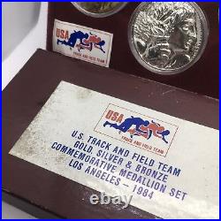 1984 Los Angeles Olympics Track & Field GOLD SILVER BRONZE Medallion Set