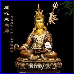 19'' Nepal Tibet bronze gold silver buddhism Mahayana buddha Guru Padmasambhava