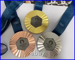 2024 Paris Olympics Gold/Silver/Bronze Medal Ribbon Necklace 11 Exact Replica