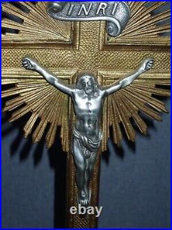24 Antique Alter Crucifix 18th Century France Gold Gilt Bronze Sterling Silver