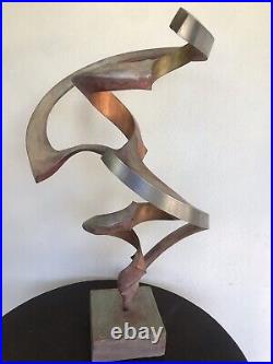 24 VTG Signed Gold Bronze & Silver Tone Abstract Brutalist Metal Clay Sculpture