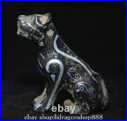 3.6 Rare Old Chinese Bronze Inlaying gold silver Ware Dynasty Dog Statue