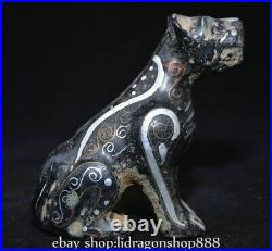 3.6 Rare Old Chinese Bronze Inlaying gold silver Ware Dynasty Dog Statue