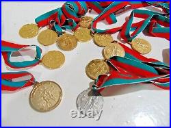 40 Slightly Used Special Olympics Gold Silver Bronze Award Metal On Ribbons