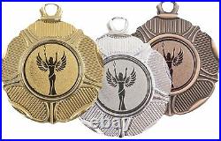 50mm Metal Medals + ribbons Gold/Silver/Bronze YOUR CUSTOMISED CENTRE