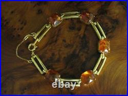 835 Silver Bracelet With Amber Decorations/Gold Plated / Real Silver/16,5g 19,8