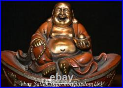 8 Chinese Bronze 24K Gold Gilt Silver Happy Laugh Maitreya Buddha Wealth Statue
