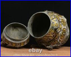 9.6 Chinese Bronze Inlaying Gold silver plating Dynasty Phoenix Chain kettle
