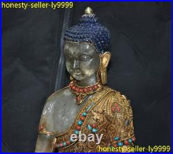 9 bronze 24k gold crystal Filigree silver gem Medicine Buddha Sakyamuni statue