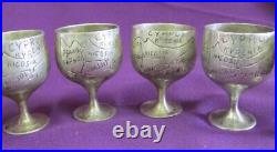 ANTIQUE 1930s SET OF 6 CUPS TRAY TABLE GILDED BRONZE CYPRUS