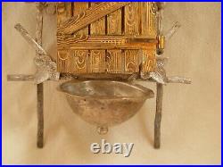 ANTIQUE FRENCH SILVERED & GILDED BRONZE HOLY WATER FONT, LATE 19th CENTURY