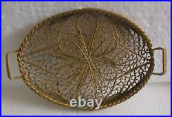 A Fine Gold Plated Copper Or Bronze Filigree Hand Made Miniature Tray