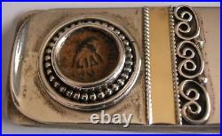 A Sterling Silver &Gold Money Clip Set With An Ancient Bronze Jewish Coin 54 C. E
