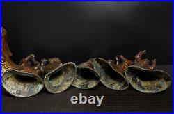 A set of 7 bronze inlay silver gold ancient chinese play a musical women girl