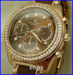 Accurist LB211BR Ladies Crystal Set Rose Gold Tone Chronograph RRP £169.99