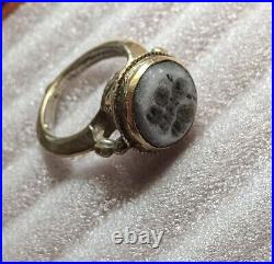Ancient Electrum Beautiful Roman Butterfly Intaglio Seal Signet Stamp Ring Sz. 7