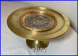 Antique 19th century ornate 3 tone bronze brass silver centerpiece tazza compote