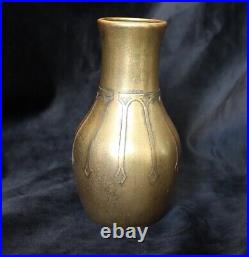Antique Arts & Crafts Mission Silver Crest Gold Incrusted Bronze Dore Vase 2003