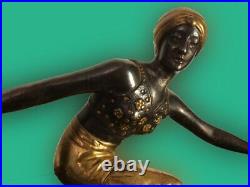 Antique Belly Dancer Orientalism Golden And Silver Bronze Gilt On Base Rare Old