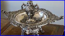 Antique Centre Piece & Vase in Silver Gilded Bronze, Early 19th Century