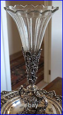 Antique Centre Piece & Vase in Silver Gilded Bronze, Early 19th Century
