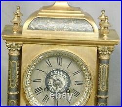 Antique French Clock Set Gilt Silver Niello Bronze Japy Freres R Stewart Paris