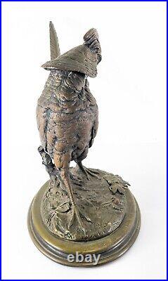 Antique French Russian Silvered Bronze of a Golden Pheasant Attr Jules Moigniez