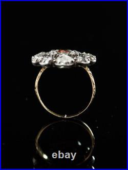 Antique Georgian Topaz And Diamond Double Halo Cluster Flower Ring