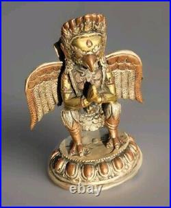 Antique Hindu Bronze Statue Garuda silvered Anjali Mudra