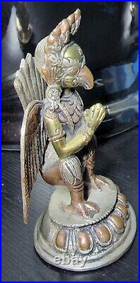 Antique Hindu Bronze Statue Garuda silvered Anjali Mudra