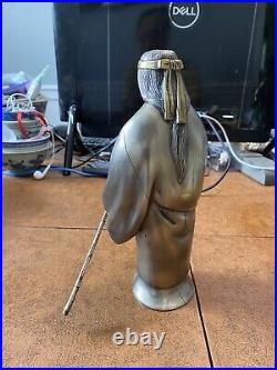 Antique Japanese Gilt Bronze Silver Figure Of Elderly Samurai Master Man