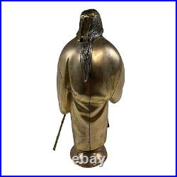 Antique Japanese Gilt Bronze Silver Figure Of Elderly Samurai Master Man 9.5