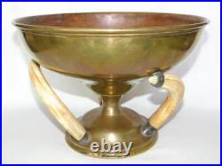 Antique Large Gold Bronze COPPER Console Trophy Tusk Bowl, ADELPHI SILVER CO