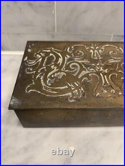 Antique Silver Crest Decorated Bronze Box 4506 Silvercrest