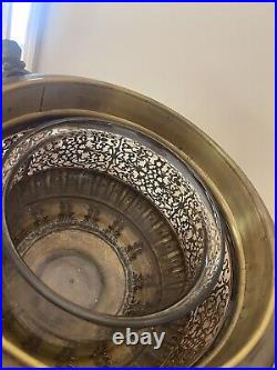 Antique Soup Tureen 19th Century Silver Plated Ornate Glass Bowl Inside Finial