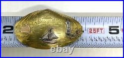 Antique Victorian Bronze Gold Silver Seashell Pin Brooch 6.79g 1.7/8