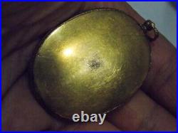 Antique imperial Russian gilded pendant. Hand painted, bronze, Elizabeth