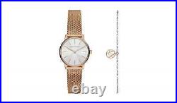 Armani Exchange Ladies Rose Gold chain bracelet & Watch Gift Set (U96)