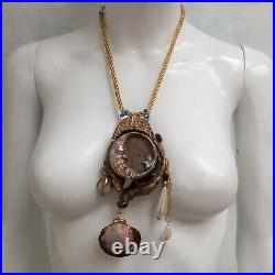 Art deco nouveau jewelry necklace retro style pendant luxury shell woman moon by